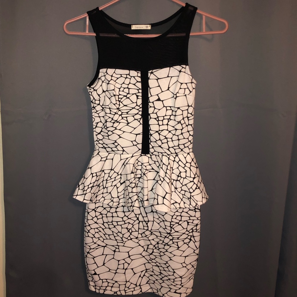 Black and white mini dress